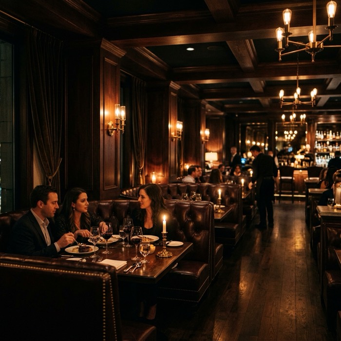 The candlelit dining room